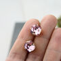 Large Blush Pink Octagon Rhinestone Stud Earrings, thumbnail 3 of 9
