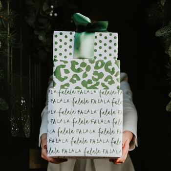 Christmas Green Leopard Print Luxury Wrapping Paper, 4 of 6