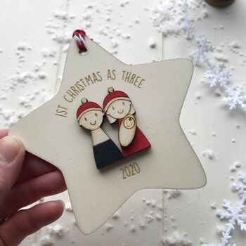 Personalised First Christmas As Three Tree Decoration, 4 of 4