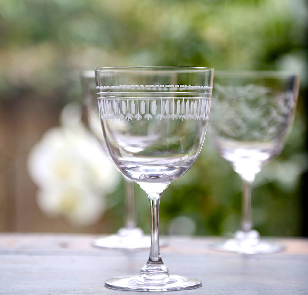 Set Of Six Ovals Art Deco Style Wine Glasses, 1 of 3