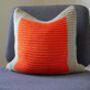 Colour Block Cushion Hand Knit In Ecru And Orange, thumbnail 2 of 4
