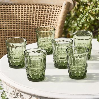 Gooseberry Green Embossed Glassware, 2 of 6