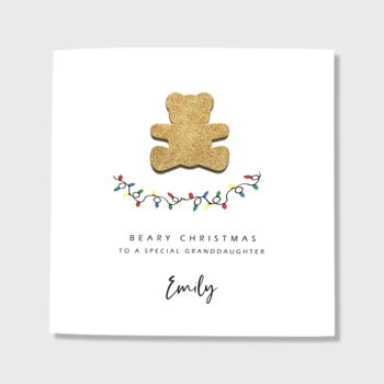 Personalised Beary Christmas Card Grandson Granddaughter, 4 of 11