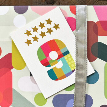 Mini Gold Star Number Nine Card, 3 of 5