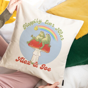 Personalised Frog Couple Wedding Cushion, 2 of 2