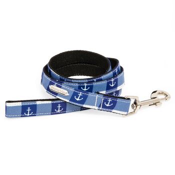 Anglesey Blue And White Check Nautical Dog Lead, 3 of 7