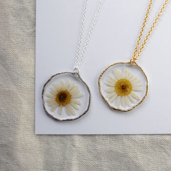 Daisy Pressed Flower Framed Necklace, 2 of 3