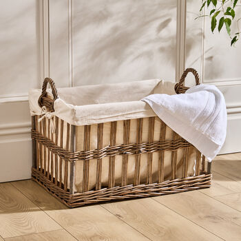 Lined Wicker Home Storage Basket, 2 of 6