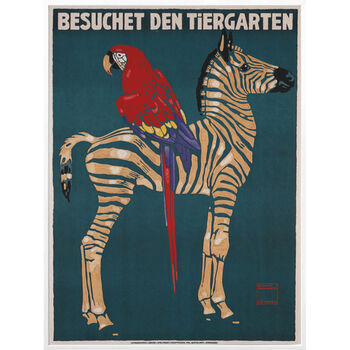 Vintage Munich Zoo Zebra, Canvas Art, 7 of 8