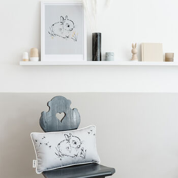 Little Bunny Cushion In Soft Grey, 3 of 4