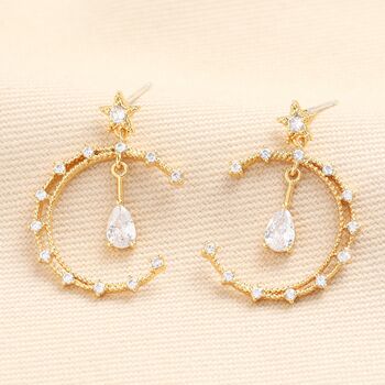 Crystal Moon And Teardrop Drop Earrings, 6 of 10