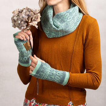 Knitted Cowl Neck Scarf Tree Pattern, 10 of 12