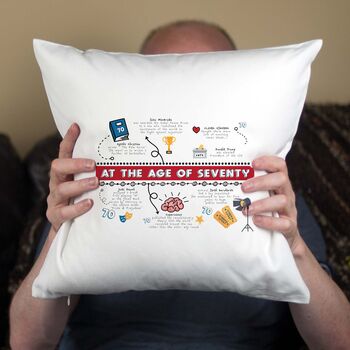 Personalised 70th Birthday Cushion Gift, 6 of 12
