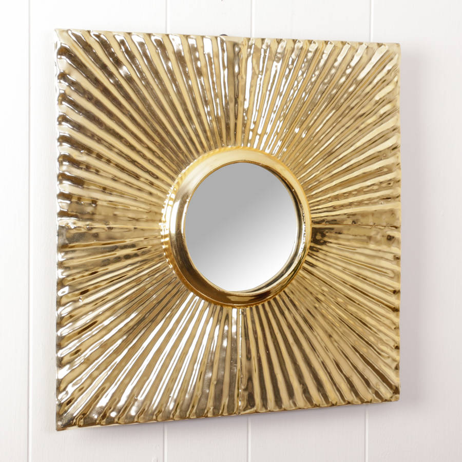 square gilt gold wall mirror by dibor