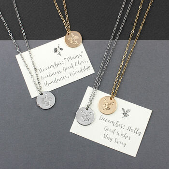 Etched Birth Flower Necklaces, 2 of 12