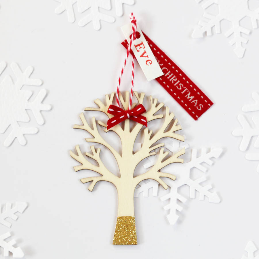 personalised christmas tree decoration by buttongirl designs