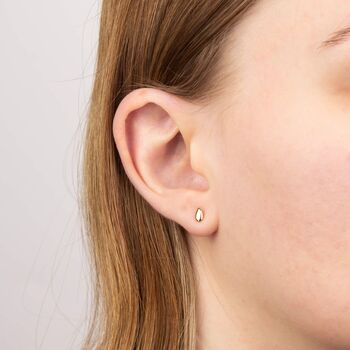 9ct Yellow Gold Teardrop Micro Stud Earrings, 2 of 5