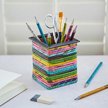 Recycled Newspaper Square Pencil Holder, 6 of 12