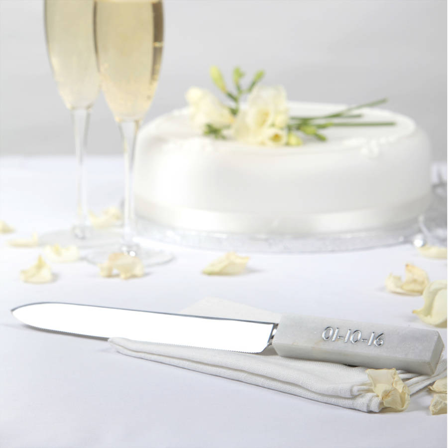 Wedding Cake Knife Personalised Marble Handle, 1 of 7