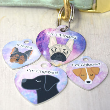 Personalised Dog ID Tag Pastel Universe Heart, 11 of 12