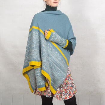 Soft Lambswool Poncho Grey And Yellow, 5 of 6