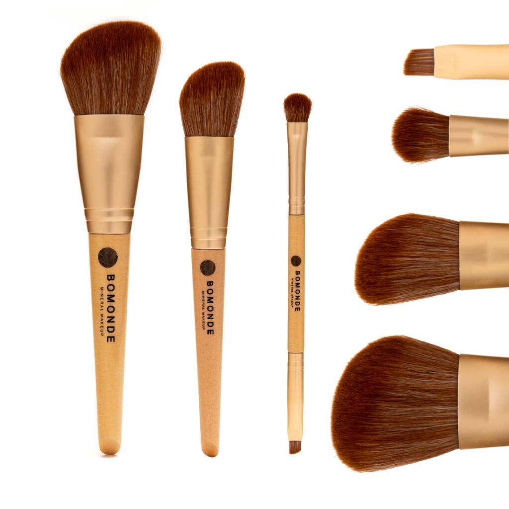 Three Piece Vegan Brush Set | Contour And Eyes Essentials, 1 of 4