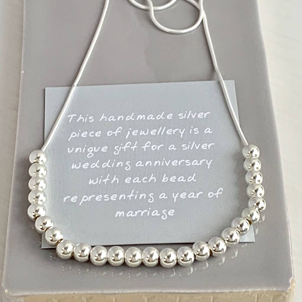 Silver Wedding Anniversary Gifts
 25th Silver Wedding Anniversary Gift Necklace By Handmade