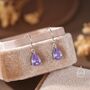 Sterling Silver Amethyst Purple Pear Cut Cz Drop Earrings, thumbnail 1 of 11