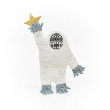 Handmade Felt Festive Yeti Christmas Tree Topper, 2 of 2