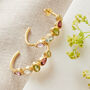 Multi Gemstone Silver Gold Plated Stud Hoops, thumbnail 5 of 12