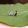Inky Forget Me Not Birch Climber Stud Earrings, thumbnail 4 of 12