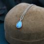 Blue Opal Droplet Pendant Necklace In Sterling Silver, thumbnail 1 of 11