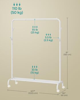 Clothes Rail Metal Frame Single Clothes Hanging Rail, 11 of 12