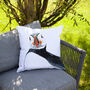Inky Puffin Outdoor Cushion For Garden Furniture, thumbnail 6 of 9