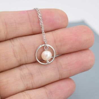 Circle And Natural Pearl Pendant Necklace, 8 of 12