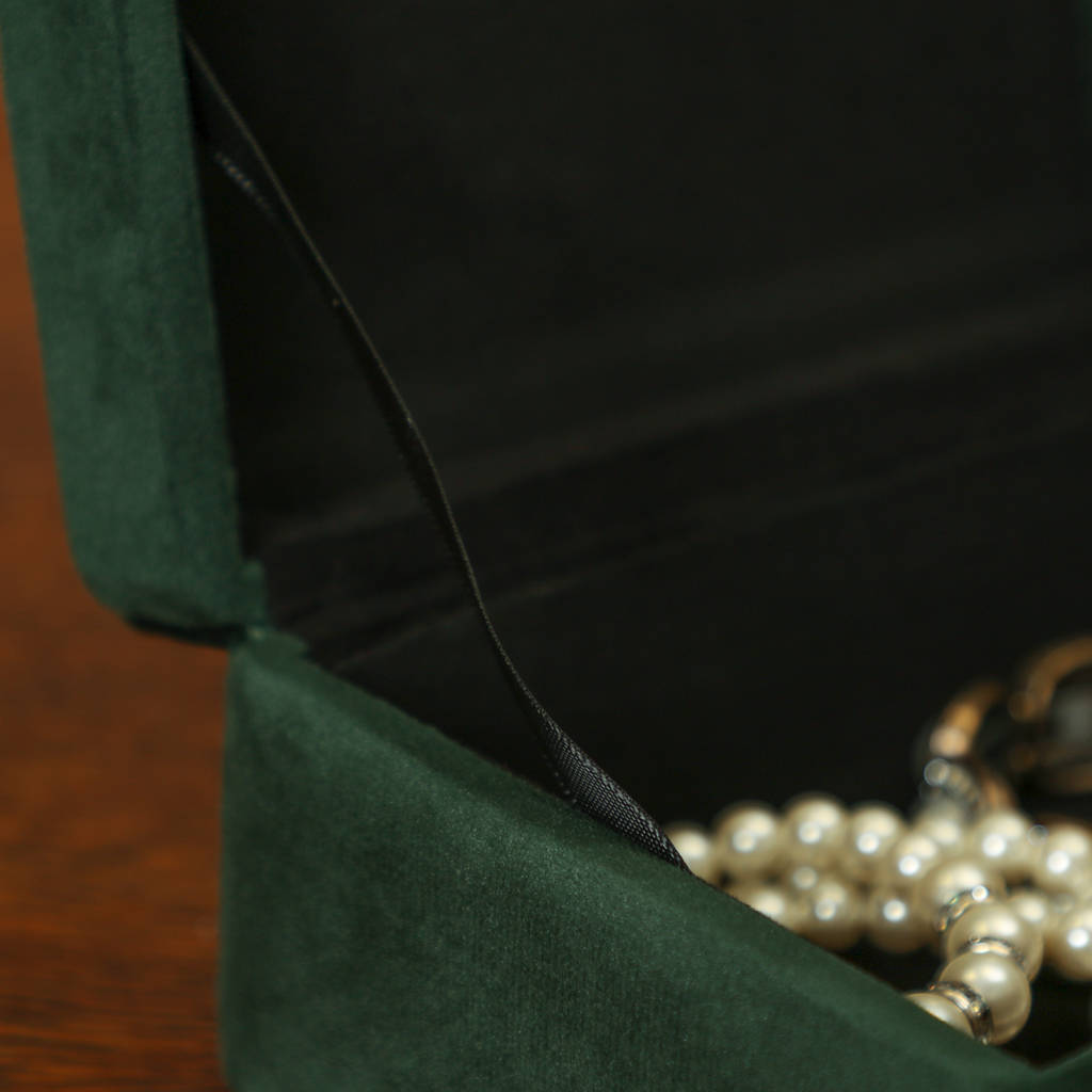 personalised emerald green velvet jewellery box by dibor