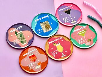 Set Of Six Cocktail Design Coasters, 2 of 2