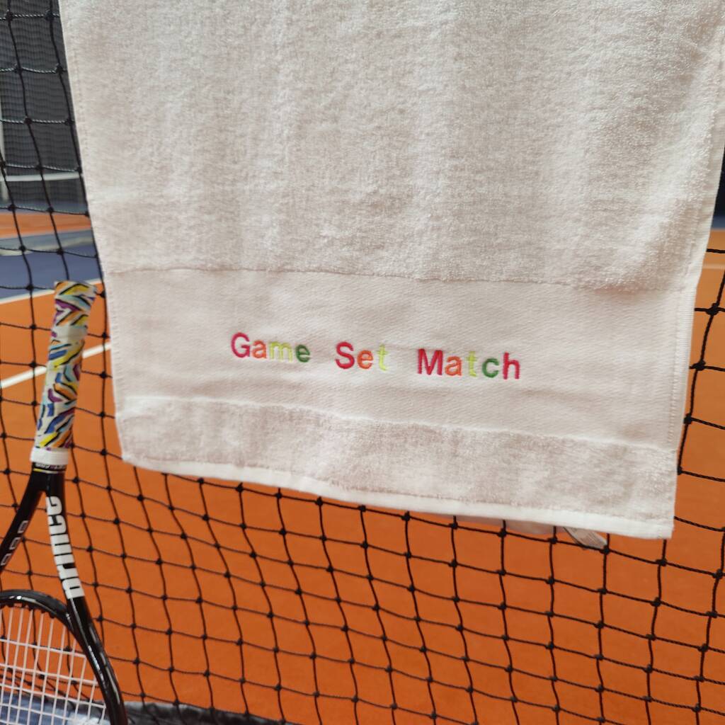 Personalised Game Set Match Tennis Towel, 1 of 5