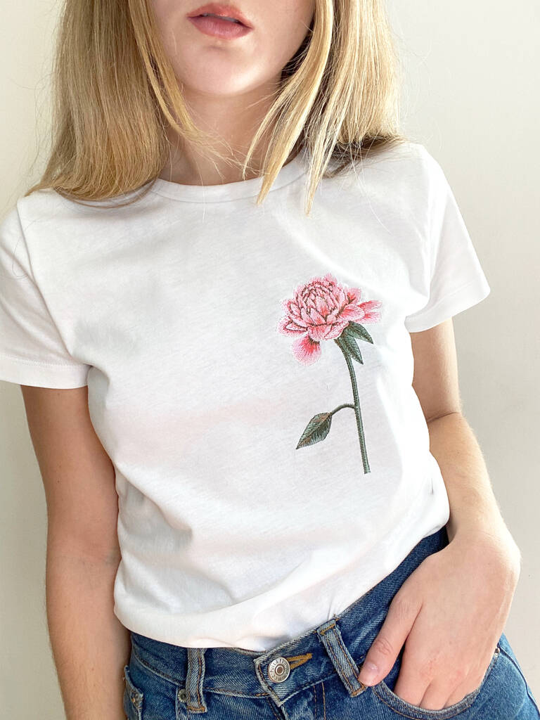 Embroidered Chrysanthemum Tee By Connie's World | notonthehighstreet.com