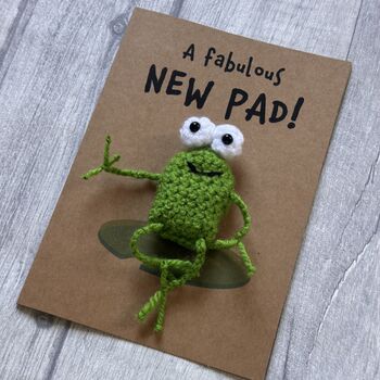Frog Crochet New Home Housewarming Card Handmade, 11 of 12