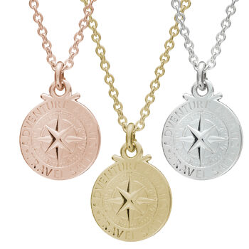 Travel Safe Compass Gold Plated Silver Necklace, 7 of 10