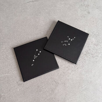 Zodiac Leather Coaster – Star Sign Gift For Him Or Her, 3 of 12