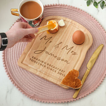 Personalised Mr And Mrs Wedding Dippy Eggs Board, 4 of 5