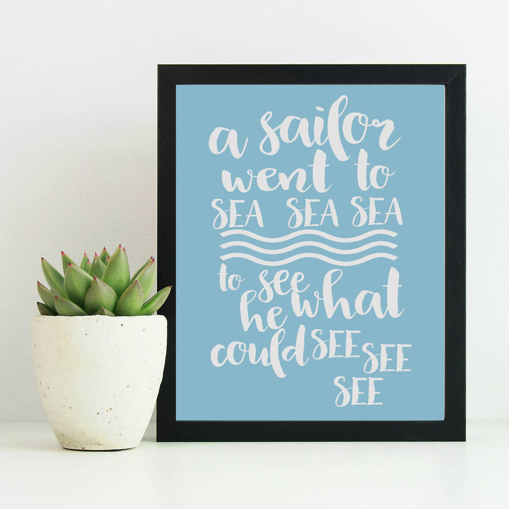 'a sailor went to sea' print by giddy kipper | notonthehighstreet.com