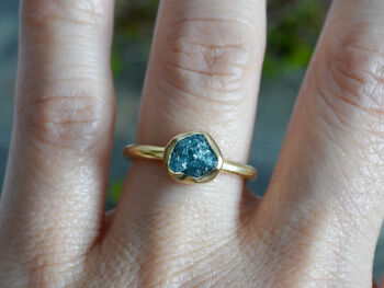 Blue Diamond Engagement Ring In 18ct Yellow Gold, 4 of 4
