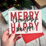 Joyful Typographic Christmas Cards, thumbnail 3 of 4