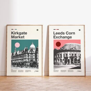 Leeds Corn Exchange Mid Century Style Print, 7 of 8