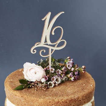 Decorative Birthday Age Wooden Cake Topper, 7 of 7