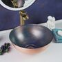 Blue Patina Hammered Copper Bathroom Sink, 400 Mm Diameter, thumbnail 1 of 5