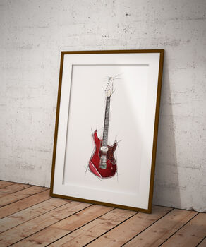 Red Electric Guitar Poster Print, 2 of 4